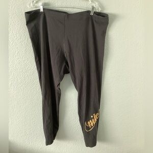 Nike Black Leggings with Gold Script Accent
